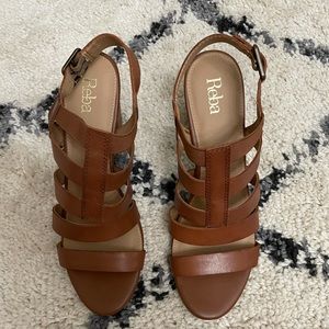 REBA brown heel sandals NWOT